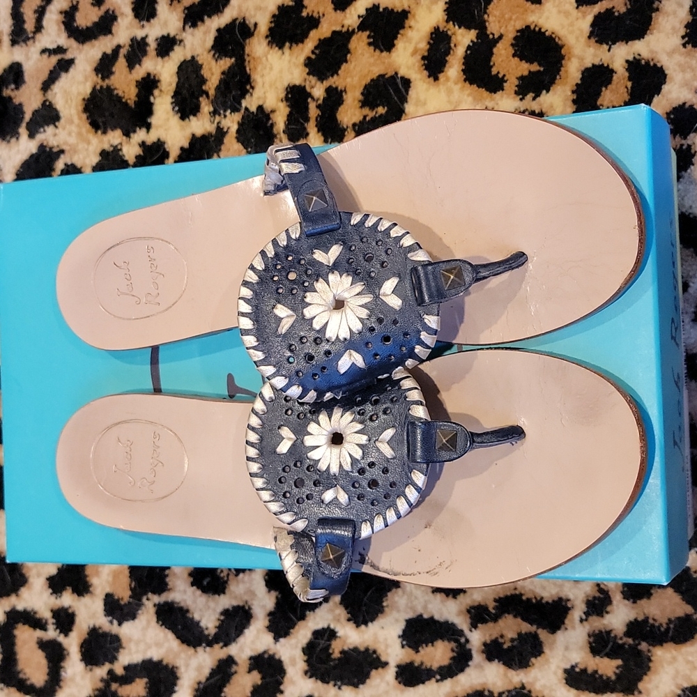 Jack Rogers Georgica Sandal Navy Platinum Size 8 View 2